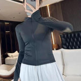 Maxbell Workout Jacket Women Lightweight Yoga Crop Tops Breathable Trendy Activewear M Black