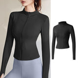 Maxbell Workout Jacket Women Lightweight Yoga Crop Tops Breathable Trendy Activewear M Black