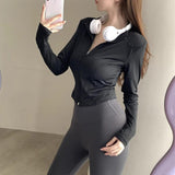 Maxbell Workout Jacket Women Lightweight Yoga Crop Tops Breathable Trendy Activewear L Black