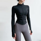 Maxbell Workout Jacket Women Lightweight Yoga Crop Tops Breathable Trendy Activewear L Black