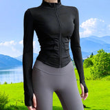 Maxbell Workout Jacket Women Lightweight Yoga Crop Tops Breathable Trendy Activewear L Black