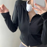 Maxbell Workout Jacket Women Lightweight Yoga Crop Tops Breathable Trendy Activewear XL Black