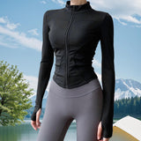 Maxbell Workout Jacket Women Lightweight Yoga Crop Tops Breathable Trendy Activewear XL Black