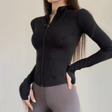 Maxbell Workout Jacket Women Lightweight Yoga Crop Tops Breathable Trendy Activewear 2XL Black