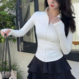 Maxbell Workout Jacket Women Lightweight Yoga Crop Tops Breathable Trendy Activewear M White