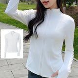 Maxbell Workout Jacket Women Lightweight Yoga Crop Tops Breathable Trendy Activewear M White