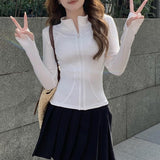 Maxbell Workout Jacket Women Lightweight Yoga Crop Tops Breathable Trendy Activewear L White