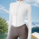 Maxbell Workout Jacket Women Lightweight Yoga Crop Tops Breathable Trendy Activewear XL White