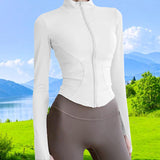 Maxbell Workout Jacket Women Lightweight Yoga Crop Tops Breathable Trendy Activewear XL White