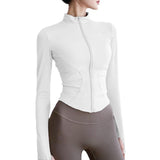 Maxbell Workout Jacket Women Lightweight Yoga Crop Tops Breathable Trendy Activewear 2XL White