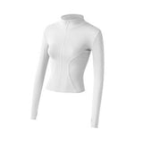 Maxbell Workout Jacket Women Lightweight Yoga Crop Tops Breathable Trendy Activewear 2XL White