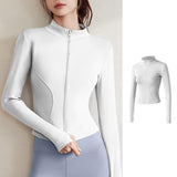 Maxbell Workout Jacket Women Lightweight Yoga Crop Tops Breathable Trendy Activewear 2XL White