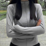 Maxbell Workout Jacket Women Lightweight Yoga Crop Tops Breathable Trendy Activewear M Gray