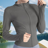 Maxbell Workout Jacket Women Lightweight Yoga Crop Tops Breathable Trendy Activewear M Gray