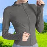 Maxbell Workout Jacket Women Lightweight Yoga Crop Tops Breathable Trendy Activewear M Gray