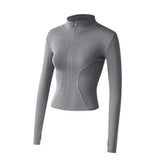 Maxbell Workout Jacket Women Lightweight Yoga Crop Tops Breathable Trendy Activewear L Gray