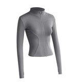 Maxbell Workout Jacket Women Lightweight Yoga Crop Tops Breathable Trendy Activewear L Gray