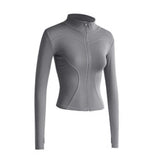 Maxbell Workout Jacket Women Lightweight Yoga Crop Tops Breathable Trendy Activewear L Gray
