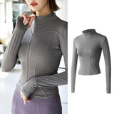 Maxbell Workout Jacket Women Lightweight Yoga Crop Tops Breathable Trendy Activewear XL Gray