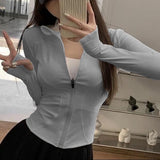 Maxbell Workout Jacket Women Lightweight Yoga Crop Tops Breathable Trendy Activewear XL Gray