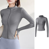Maxbell Workout Jacket Women Lightweight Yoga Crop Tops Breathable Trendy Activewear 2XL Gray