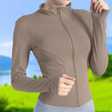 Maxbell Workout Jacket Women Lightweight Yoga Crop Tops Breathable Trendy Activewear M Brown