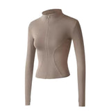 Maxbell Workout Jacket Women Lightweight Yoga Crop Tops Breathable Trendy Activewear 2XL Brown