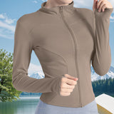 Maxbell Workout Jacket Women Lightweight Yoga Crop Tops Breathable Trendy Activewear 2XL Brown