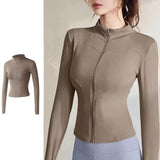 Maxbell Workout Jacket Women Lightweight Yoga Crop Tops Breathable Trendy Activewear 2XL Brown