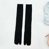Maxbell Thin Long Tabi Sandal Socks Big Toe Separated for Women Flip Flops Accessory Black