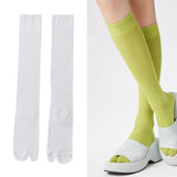 Maxbell Thin Long Tabi Sandal Socks Big Toe Separated for Women Flip Flops Accessory White