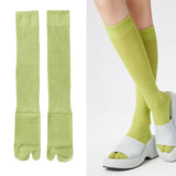 Maxbell Thin Long Tabi Sandal Socks Big Toe Separated for Women Flip Flops Accessory Green