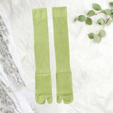 Maxbell Thin Long Tabi Sandal Socks Big Toe Separated for Women Flip Flops Accessory Green