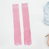 Maxbell Thin Long Tabi Sandal Socks Big Toe Separated for Women Flip Flops Accessory Pink