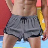 Maxbell Men's Workout Shorts Athletic Running Shorts for Football Beach Bodybuilding 4XL Gray