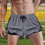 Maxbell Men's Workout Shorts Athletic Running Shorts for Football Beach Bodybuilding 4XL Gray