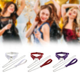 Maxbell Punk Collar Choker Adjustable Vingate PU Leather O Ring Choker Necklace white