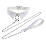 Maxbell Punk Collar Choker Adjustable Vingate PU Leather O Ring Choker Necklace white