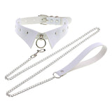 Maxbell Punk Collar Choker Adjustable Vingate PU Leather O Ring Choker Necklace white