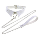 Maxbell Punk Collar Choker Adjustable Vingate PU Leather O Ring Choker Necklace white