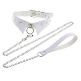 Maxbell Punk Collar Choker Adjustable Vingate PU Leather O Ring Choker Necklace white