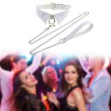 Maxbell Punk Collar Choker Adjustable Vingate PU Leather O Ring Choker Necklace white
