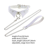 Maxbell Punk Collar Choker Adjustable Vingate PU Leather O Ring Choker Necklace white