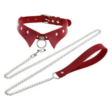 Maxbell Punk Collar Choker Adjustable Vingate PU Leather O Ring Choker Necklace red