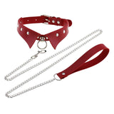 Maxbell Punk Collar Choker Adjustable Vingate PU Leather O Ring Choker Necklace red