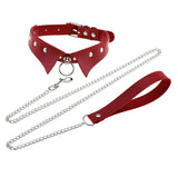 Maxbell Punk Collar Choker Adjustable Vingate PU Leather O Ring Choker Necklace red