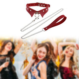 Maxbell Punk Collar Choker Adjustable Vingate PU Leather O Ring Choker Necklace red