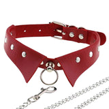 Maxbell Punk Collar Choker Adjustable Vingate PU Leather O Ring Choker Necklace red