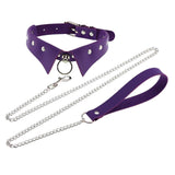 Maxbell Punk Collar Choker Adjustable Vingate PU Leather O Ring Choker Necklace purple