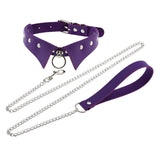 Maxbell Punk Collar Choker Adjustable Vingate PU Leather O Ring Choker Necklace purple